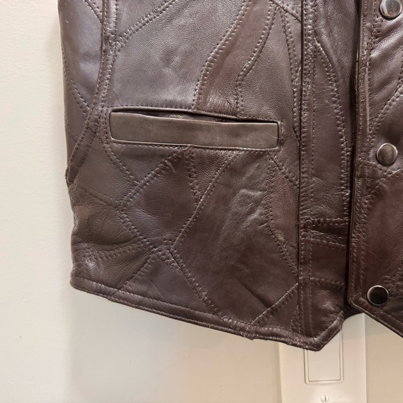Boutique of Leathers Brown Patchwork Leather Vest Size 38 Medium - Picture 6 of 14